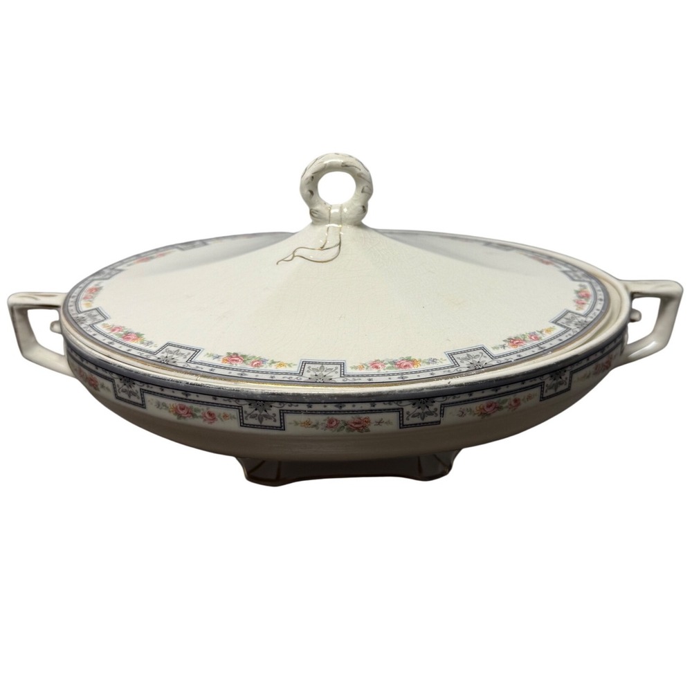 Antique Grindley England Covered Vegetable Serving Dish Roses Floral Preston